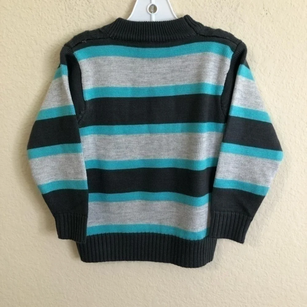 Blue & Gray Striped Sweater Fashion Classic Preppy Classic Warm Long Sleeve